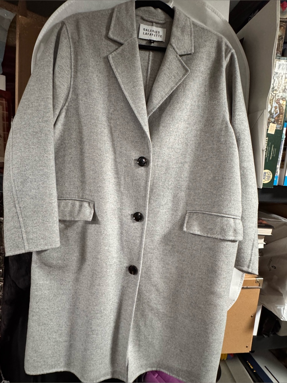 Galeries Lafayette Paris Gray Wool Blend Overcoat